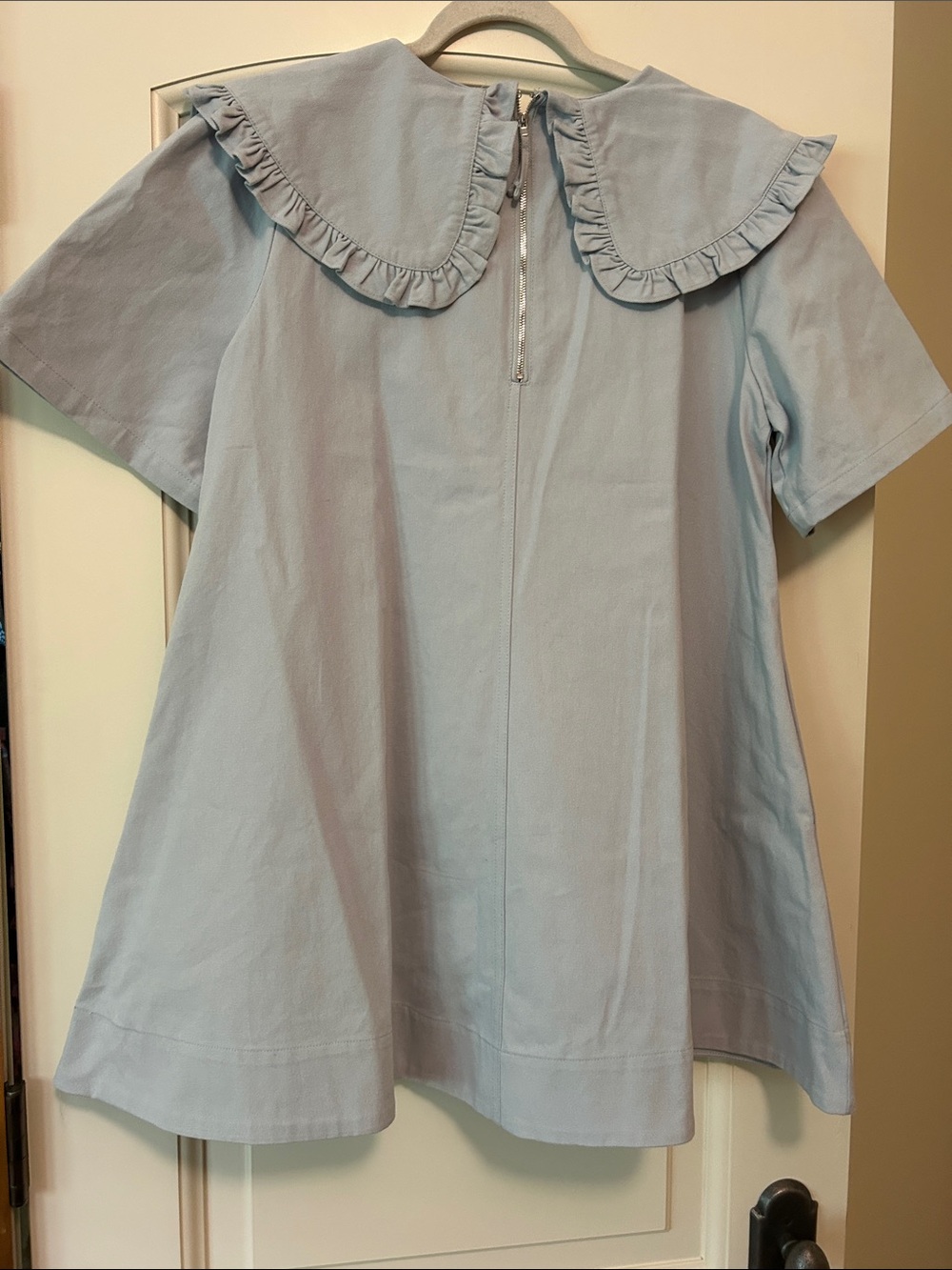 Wanderling Light Blue Mini Dress with Ruffled Peter Pan Collar - Picture 9 of 10